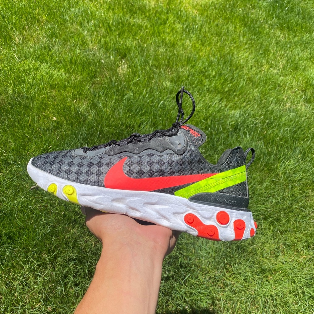 Nike React Element 55 Checkered Crimson Volt